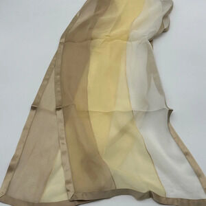 Mark Snider 100% Silk Rectangular Cream Gold Scarf Wrap Stole 12” X 55”